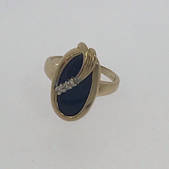 14K YG Black Onyx & Diamond Ring - Picture 2 of 5